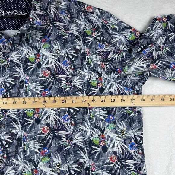 Robert Graham Tropical Flower-Print Sport Button Up‎ Performance Shirt XLT - Picture 12 of 13